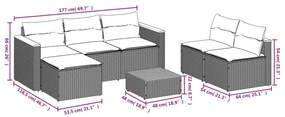 5 pcs conj. sofás p/ jardim c/ almofadões vime PE/acácia bege