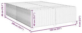 Cama sem colchão 160x200 cm tecido castanho-acinzentado