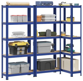 Prateleiras de armazenamento de 5 camadas 3 pcs aço azul