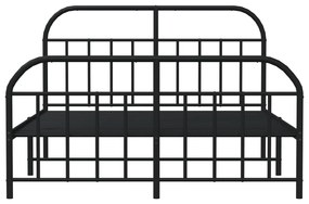 Estrutura de cama com cabeceira e pés 140x190 cm metal preto