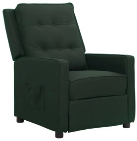 vidaXL Poltrona reclinável tecido verde-escuro