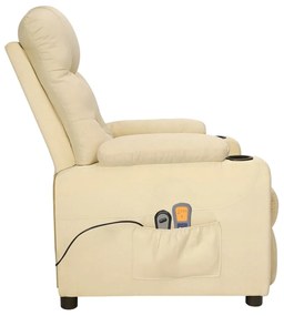 Poltrona elevatória de massagens elétrica tecido creme