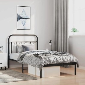 Estrutura de cama com cabeceira 100x190 cm metal preto
