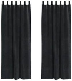 Cortinas Blackout vidaXL com Laços de Pendurar 2 pcs Veludo Preto