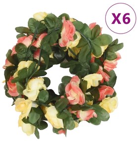 Grinaldas de flores de Natal 6 pcs 250 cm vermelho pôr-do-sol