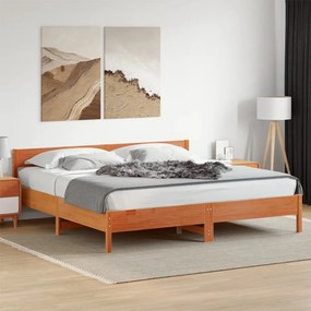 Cama sem colchão 180x200 cm pinho maciço castanho-mel