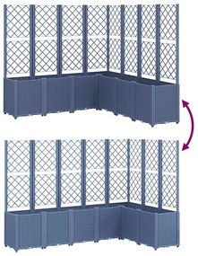 Vaso/floreira de jardim c/ treliça 160x160x140 cm PP cinzento azul