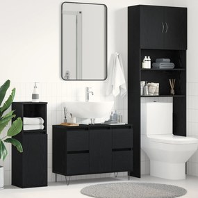 Gabinete de Pia de Banheiro vidaXL Carvalho Preto 80x33x60 cm Madeira Engenharia