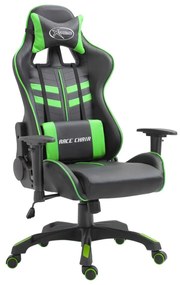 20195 vidaXL Cadeira de gaming couro artificial verde