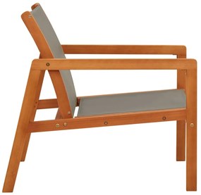 Cadeira lounge de jardim eucalipto maciço e textilene cinzento