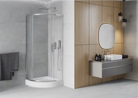 Mexen Rio cabine de duche semicircular 80 x 80 cm, transparente, cromado + base de duche, branco - 863-080-080-01-00-4710