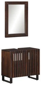 vidaXL 2 pcs conj. móveis p/ casa de banho madeira mangueira maciça