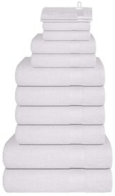vidaXL 12pcs Conjunto de toalhas FROGN 100% algodão branco