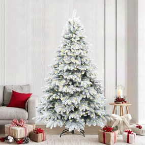 vidaXL Árvore de Natal Artificial com 300 LEDs Branco 240 cm PE e PVC