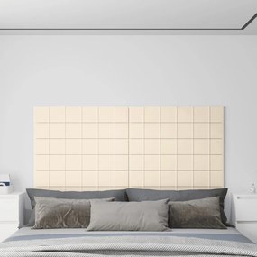 Painel de parede 12 pcs 90x15 cm veludo 1,62 m² cor creme