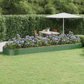 vidaXL Canteiro elevado jardim 523x140x36 cm aço galvanizado verde