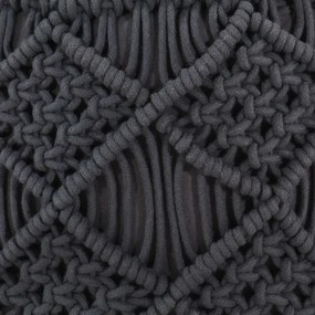 Pufe artesanal em macramé 45x30 cm algodão antracite