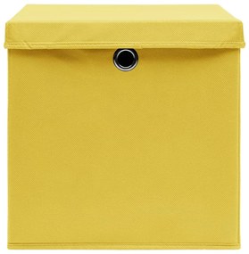 Caixas de arrumação com tampas 10pcs 32x32x32 cm tecido amarelo