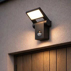 Candeeiro de parede exterior antracite com LED IP54 e sensor de movimento - Zane