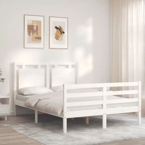 Estrutura de cama com cabeceira 120x200cm madeira maciça branco