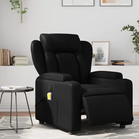 vidaXL Poltrona massagens reclinável elétrica couro artificial preto