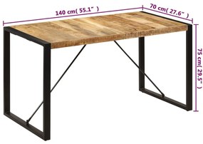 Mesa de jantar 140x70x75 cm madeira de mangueira maciça