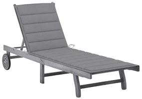 vidaXL Espreguiçadeira de jardim c/ almofadão acácia maciça cinzento