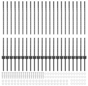 Postes de Cerca Prateados 44 pcs Cinzeto Altura de 1 m Metal