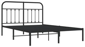 Estrutura de cama em metal com cabeceira 150x200 cm preto