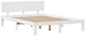 Estrutura de cama c/ cabeceira 150x200 cm pinho maciço branco