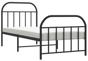 Estrutura de cama com cabeceira e pés 90x190 cm metal preto