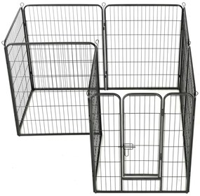 Parque para cães 8 painéis aço 80x100 cm preto