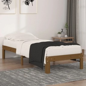 vidaXL Estrutura cama pequena solteiro 75x190 cm madeira castanho mel