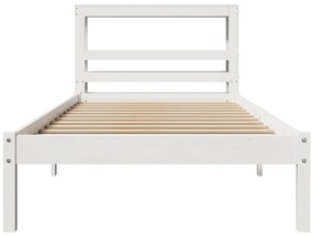 Cama sem colchão 90x200 cm madeira de pinho maciça branco