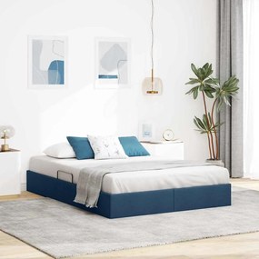 vidaXL Cama com Armazenamento com colchão Azul 140 x 190 cm tecido