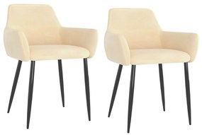 vidaXL Cadeiras de jantar 2 pcs veludo cor creme