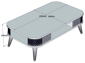 Mesa de Centro Eylül – Creme – 105x34,6x60 cm
