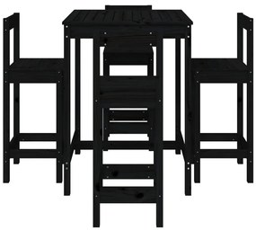 5 pcs conjunto de bar para jardim pinho maciço preto