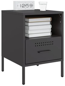 Mesas de cabeceira 2 pcs 36x39x50,5cm aço preto