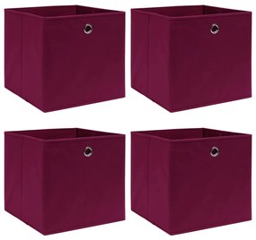 Caixas de arrumação 4 pcs 32x32x32 cm tecido vermelho escuro
