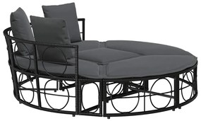 Cama lounge de exterior sem toldo vime PE preto