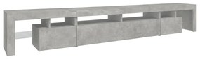 Móvel de TV com luzes LED 260x36,5x40 cm cinzento cimento