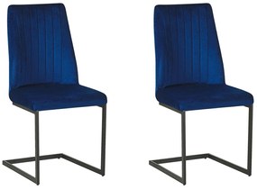 Conjunto de 2 cadeiras de jantar em veludo azul LAVONIA Beliani