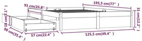 Estrutura de cama c/ gavetas 120x190cm pequena casal branco