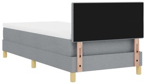 Cama Box Spring com Colchão Cinza Claro 90x200 cm Tecido