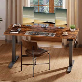 Secretária elétrica, função de memória com 4 alturas 140 x 60 x (72-120) cm castanho