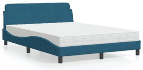 Cama com colchão 140x200 cm veludo azul