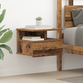vidaXL Criado-mudo Flutuante Madeira Antiga 40x31x27 cm Madeira de Engenharia