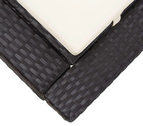 Espreguiçadeira para 2 pessoas com almofadão vime PE preto