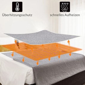 Manta aquecida em velo 180 x 130 cm Cinzento